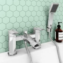 Venice Modern Geometric Bath Shower Mixer Tap + Shower Kit 10 Venice Modern Geometric Bath Shower Mixer Tap + Shower Kit -Bath Taps Shop 1251 CR d4 460