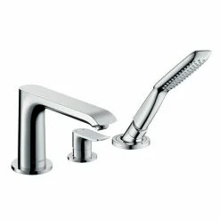 Hansgrohe Metris 3-Hole Deck Mounted Single Lever Bath Mixer - 31190000