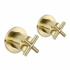 JTP Solex Brushed Brass Wall Mounted Side Valves (Pair)