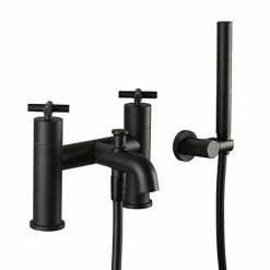 JTP Solex Matt Black Bath Shower Mixer with Shower Kit