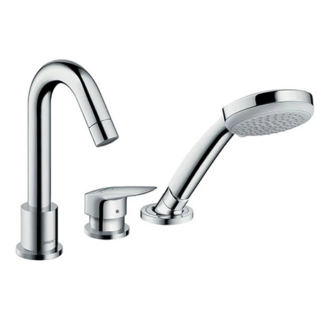 Hansgrohe Logis 3-Hole Deck Mounted Single Lever Bath Mixer - 71310000 3 Hansgrohe Logis 3-Hole Deck Mounted Single Lever Bath Mixer - 71310000