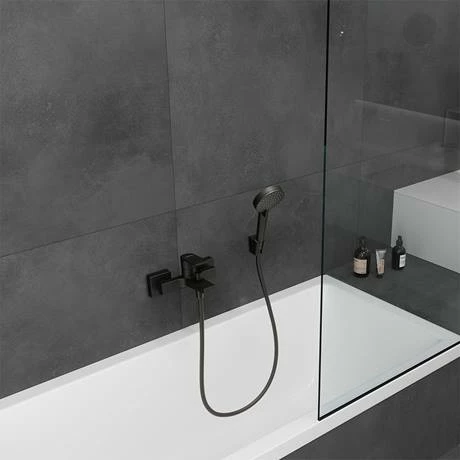 Hansgrohe Vernis Shape Exposed Single Lever Bath Shower Mixer - Matt Black - 71450670 4 Hansgrohe Vernis Shape Exposed Single Lever Bath Shower Mixer - Matt Black - 71450670 - Image 2