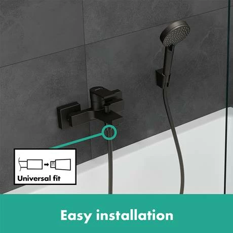 Hansgrohe Vernis Shape Exposed Single Lever Bath Shower Mixer - Matt Black - 71450670 5 Hansgrohe Vernis Shape Exposed Single Lever Bath Shower Mixer - Matt Black - 71450670 - Image 3