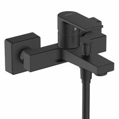 Hansgrohe Vernis Shape Exposed Single Lever Bath Shower Mixer - Matt Black - 71450670