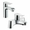 Hansgrohe Metris 110 Basin Mixer + Bath Filler Tap Package 2 Hansgrohe Metris 110 Basin Mixer + Bath Filler Tap Package -Bath Taps Shop 88100777 P
