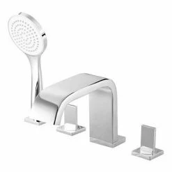 Roca Flat 4-Hole Bath Shower Mixer with Kit - A5A0932C0N