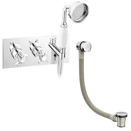 Astoria Traditional Concealed Thermostatic 2-Way Shower Valve with Handset + Freeflow Bath Filler 3 Astoria Traditional Concealed Thermostatic 2-Way Shower Valve with Handset + Freeflow Bath Filler
