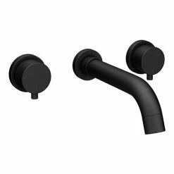 Arezzo Round Matt Black Wall Mounted (3TH) Bath Filler Tap