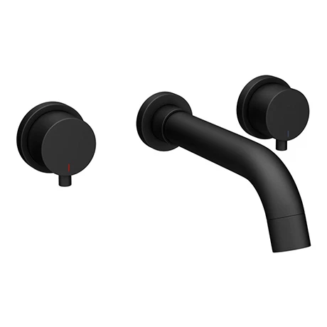 Arezzo Round Matt Black Wall Mounted (3TH) Bath Filler Tap 2 Arezzo Round Matt Black Wall Mounted (3TH) Bath Filler Tap