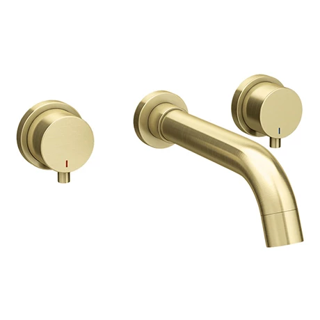Arezzo Round Brushed Brass Wall Mounted (3TH) Bath Filler Tap 2 Arezzo Round Brushed Brass Wall Mounted (3TH) Bath Filler Tap
