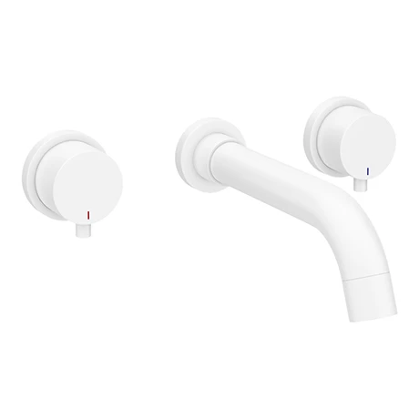 Arezzo Round Matt White Wall Mounted (3TH) Bath Filler Tap 3 Arezzo Round Matt White Wall Mounted (3TH) Bath Filler Tap