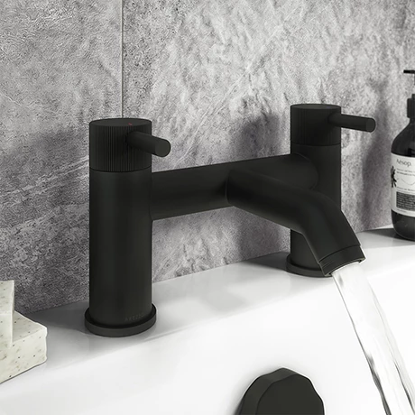 Arezzo Fluted Round Matt Black Bath Filler Tap 3 Arezzo Fluted Round Matt Black Bath Filler Tap