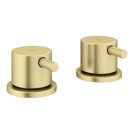 Arezzo Brushed Brass 3/4" Deck Bath Side Valves (Pair) 3 Arezzo Brushed Brass 3/4" Deck Bath Side Valves (Pair)