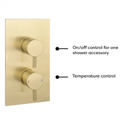 Arezzo Brushed Brass Round Concealed Twin Valve with Diverter, Bath Spout + Shower Handset 13 Arezzo Brushed Brass Round Concealed Twin Valve with Diverter, Bath Spout + Shower Handset -Bath Taps Shop AZBBSPK6 n d1 460