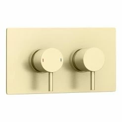 Arezzo Brushed Brass Round Concealed Twin Valve with Diverter, Bath Spout + Shower Handset 11 Arezzo Brushed Brass Round Concealed Twin Valve with Diverter, Bath Spout + Shower Handset -Bath Taps Shop AZBBSPK6 n d3 460