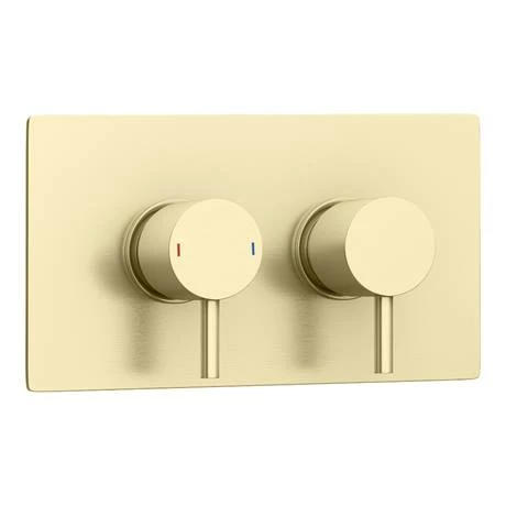 Arezzo Brushed Brass Round Concealed Twin Valve with Diverter, Bath Spout + Shower Handset 6 Arezzo Brushed Brass Round Concealed Twin Valve with Diverter, Bath Spout + Shower Handset - Image 4