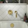 Arezzo Brushed Brass Round Concealed Manual Valve + Bath Spout 1 Arezzo Brushed Brass Round Concealed Manual Valve + Bath Spout -Bath Taps Shop AZBBWBF P