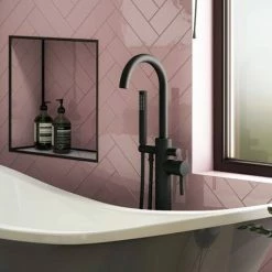 Arezzo Matt Black Freestanding Bath Tap with Shower Mixer 8 Arezzo Matt Black Freestanding Bath Tap with Shower Mixer -Bath Taps Shop AZFSBLK d2 460