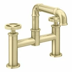 Arezzo Brushed Brass Industrial Style Bath Filler 9 Arezzo Brushed Brass Industrial Style Bath Filler -Bath Taps Shop AZISBB03 d2 460