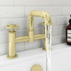 Arezzo Brushed Brass Industrial Style Bath Filler