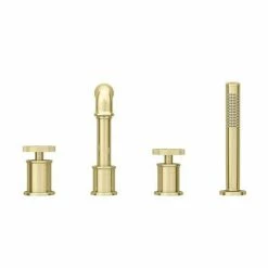 Arezzo Brushed Brass 4TH Industrial Style Deck Mounted Bath Shower Mixer inc. Pull Out Handset 10 Arezzo Brushed Brass 4TH Industrial Style Deck Mounted Bath Shower Mixer inc. Pull Out Handset -Bath Taps Shop AZISBB04 d4 460