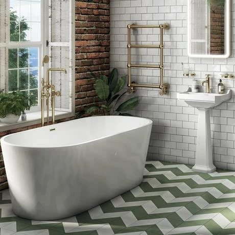 Arezzo Brushed Brass Industrial Style Freestanding Bath Shower Mixer Tap 8 Arezzo Brushed Brass Industrial Style Freestanding Bath Shower Mixer Tap - Image 6