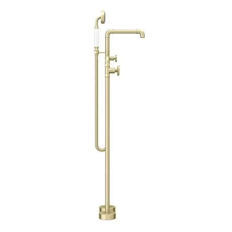 Arezzo Brushed Brass Industrial Style Freestanding Bath Shower Mixer Tap 5 Arezzo Brushed Brass Industrial Style Freestanding Bath Shower Mixer Tap - Image 3