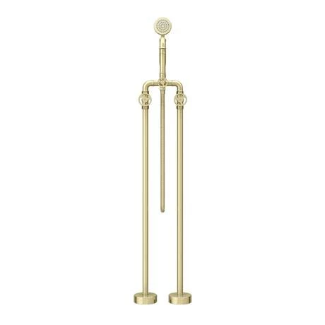 Arezzo Brushed Brass Industrial Style Freestanding Bath Shower Mixer Tap 6 Arezzo Brushed Brass Industrial Style Freestanding Bath Shower Mixer Tap - Image 4