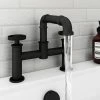 Arezzo Matt Black Industrial Style Bath Filler 1 Arezzo Matt Black Industrial Style Bath Filler -Bath Taps Shop AZISBK03 n p