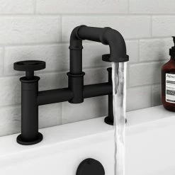 Arezzo Matt Black Industrial Style Bath Filler