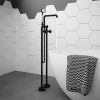 Arezzo Matt Black Industrial Style Freestanding Bath Shower Mixer Tap -Bath Taps Shop AZISBK05 n p