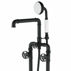 Arezzo Matt Black Industrial Style Freestanding Bath Shower Mixer Tap 13 Arezzo Matt Black Industrial Style Freestanding Bath Shower Mixer Tap -Bath Taps Shop AZISBK05 d5n 460