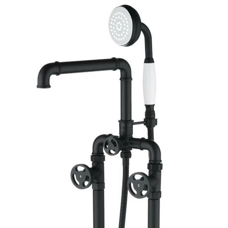 Arezzo Matt Black Industrial Style Freestanding Bath Shower Mixer Tap 8 Arezzo Matt Black Industrial Style Freestanding Bath Shower Mixer Tap - Image 6