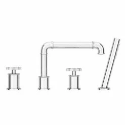 Arezzo Chrome 4TH Industrial Style Deck Mounted Bath Shower Mixer inc. Pull Out Handset 11 Arezzo Chrome 4TH Industrial Style Deck Mounted Bath Shower Mixer inc. Pull Out Handset -Bath Taps Shop AZISCH04 d5 460