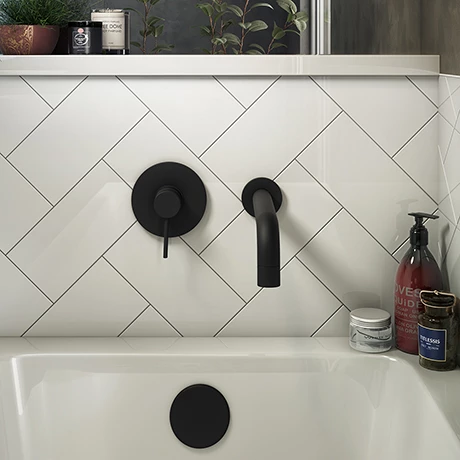 Arezzo Matt Black Round Concealed Manual Valve + Bath Spout 3 Arezzo Matt Black Round Concealed Manual Valve + Bath Spout