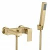Arezzo Square Brushed Brass Wall Mounted Bath Shower Mixer Tap incl. Shower Kit 1 Arezzo Square Brushed Brass Wall Mounted Bath Shower Mixer Tap incl. Shower Kit -Bath Taps Shop AZSBBWMBSM l 670