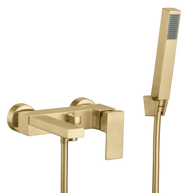 Arezzo Square Brushed Brass Wall Mounted Bath Shower Mixer Tap incl. Shower Kit 3 Arezzo Square Brushed Brass Wall Mounted Bath Shower Mixer Tap incl. Shower Kit