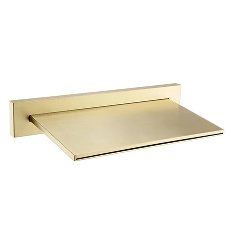 Arezzo Brushed Brass Slimline Waterfall Wall Mounted Bath Spout 3 Arezzo Brushed Brass Slimline Waterfall Wall Mounted Bath Spout