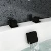 Arezzo Square Matt Black Deck Bath Side Valves with Freeflow Bath Filler -Bath Taps Shop AZSQ SV PK p