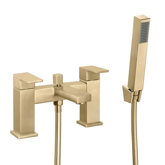 Arezzo Square Brushed Brass Bath Shower Mixer incl. Shower Kit 3 Arezzo Square Brushed Brass Bath Shower Mixer incl. Shower Kit