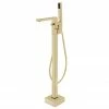 Arezzo Square Brushed Brass Floor Mounted Free-standing Bath Shower Mixer -Bath Taps Shop AZSQFSBB l 670