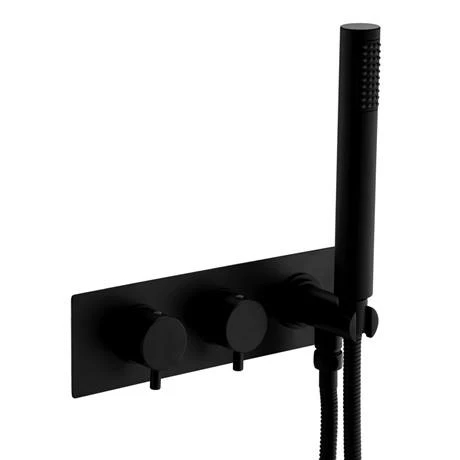Arezzo Matt Black Round Concealed Thermostatic Shower Valve w. Handset + Freeflow Bath Filler 4 Arezzo Matt Black Round Concealed Thermostatic Shower Valve w. Handset + Freeflow Bath Filler - Image 2