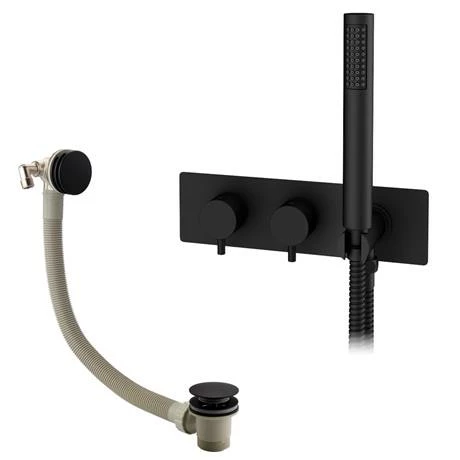 Arezzo Matt Black Round Concealed Thermostatic Shower Valve w. Handset + Freeflow Bath Filler 7 Arezzo Matt Black Round Concealed Thermostatic Shower Valve w. Handset + Freeflow Bath Filler - Image 5