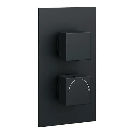 Arezzo Matt Black Wall Mounted Slimline Waterfall Bath Filler + Concealed Thermostatic Valve 4 Arezzo Matt Black Wall Mounted Slimline Waterfall Bath Filler + Concealed Thermostatic Valve - Image 2