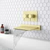 Arezzo Brushed Brass Wall Mounted Slimline Waterfall Bath Filler + Concealed Thermostatic Valve 2 Arezzo Brushed Brass Wall Mounted Slimline Waterfall Bath Filler + Concealed Thermostatic Valve -Bath Taps Shop AZWF05BB p