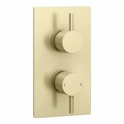 Arezzo Brushed Brass Wall Mounted Slimline Waterfall Bath Filler + Concealed Thermostatic Valve 12 Arezzo Brushed Brass Wall Mounted Slimline Waterfall Bath Filler + Concealed Thermostatic Valve -Bath Taps Shop AZWF05BB n d1 460