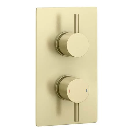 Arezzo Brushed Brass Wall Mounted Slimline Waterfall Bath Filler + Concealed Thermostatic Valve 7 Arezzo Brushed Brass Wall Mounted Slimline Waterfall Bath Filler + Concealed Thermostatic Valve - Image 5