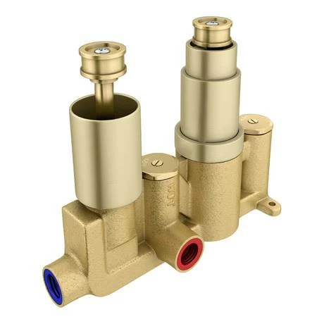 Arezzo Brushed Brass Wall Mounted Slimline Waterfall Bath Filler + Concealed Thermostatic Valve 8 Arezzo Brushed Brass Wall Mounted Slimline Waterfall Bath Filler + Concealed Thermostatic Valve - Image 6