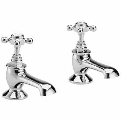 Bayswater White Crosshead Traditional Bath Taps