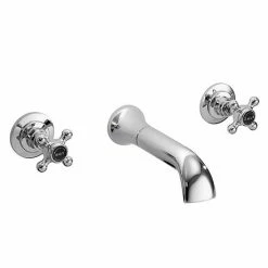 Bayswater Black Crosshead 3 Tap Hole Wall Mounted Bath Filler